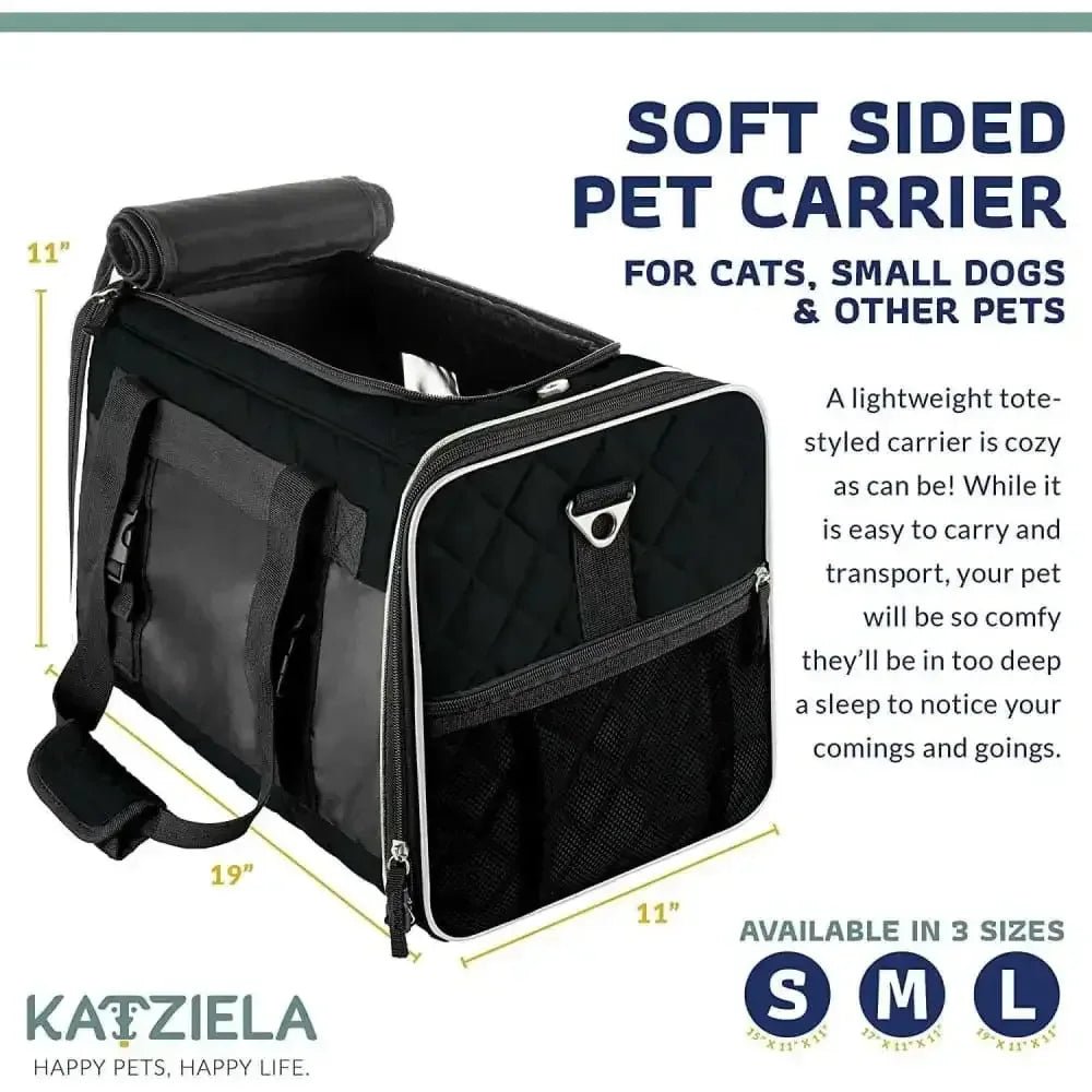Katziela Deluxe Quilted Airline Approved Pet Dog & Cat Carrier for Airplane Travel - Talis Us