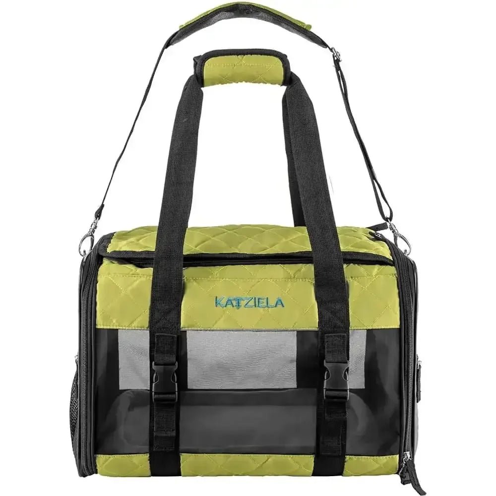 Katziela Deluxe Quilted Airline Approved Pet Dog & Cat Carrier for Airplane Travel - Talis Us
