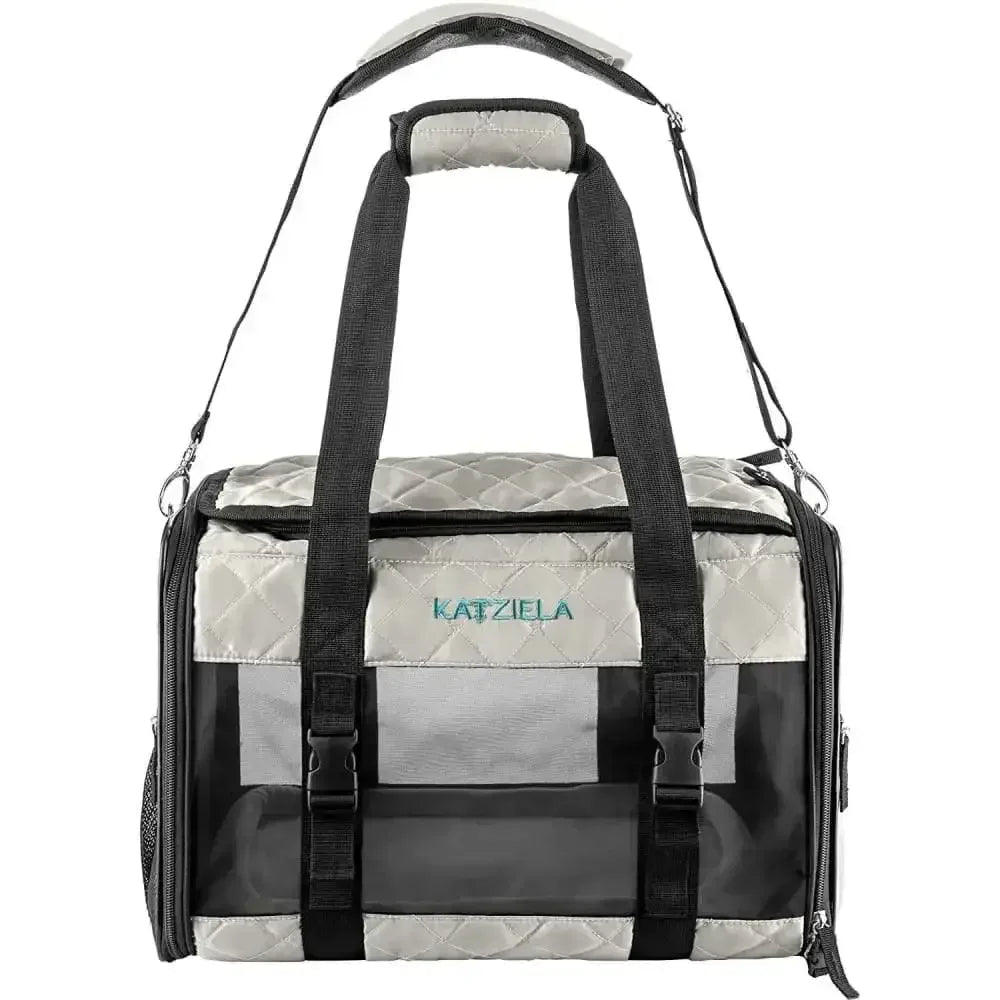 Katziela Deluxe Quilted Airline Approved Pet Dog & Cat Carrier for Airplane Travel - Talis Us