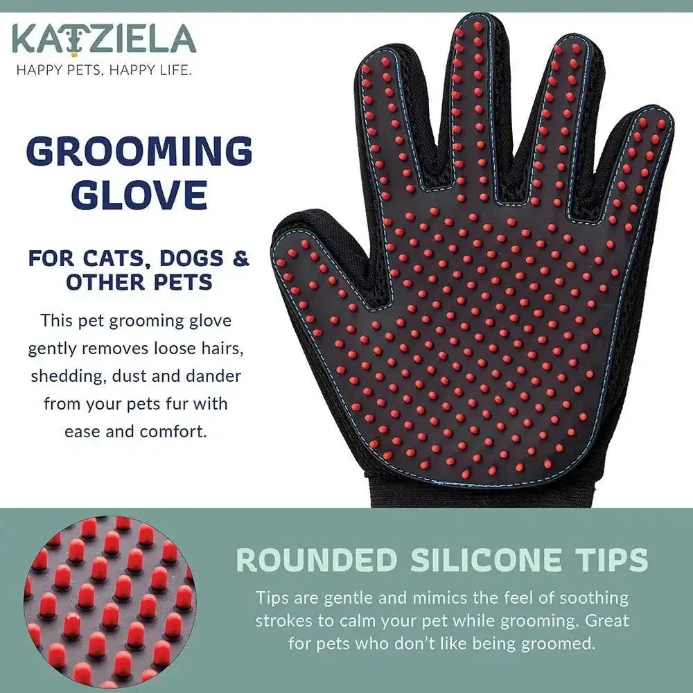 Katziela® Gentle Pet Grooming Gloves Dog, Cat, Horse & Small Pets Shedding - Talis Us