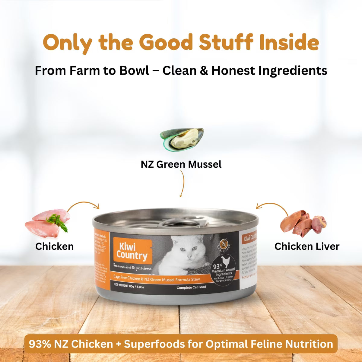 Kiwi Country chicken wet cat food with chicken and chicken liver for optimal feline nutrition