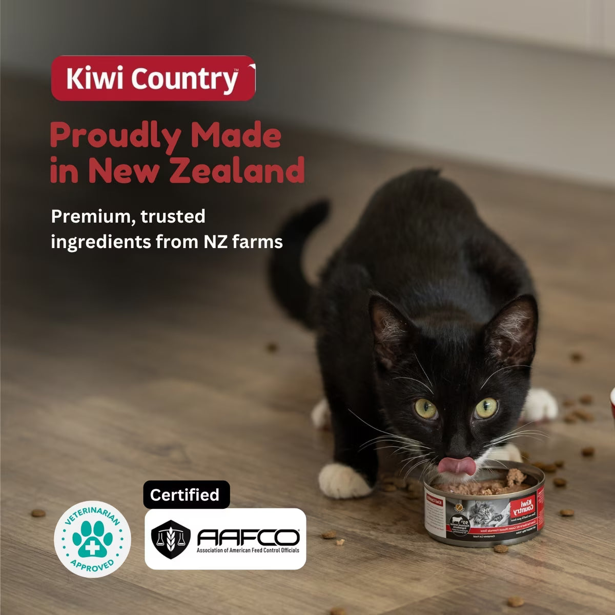 Kiwi Country grain free cat food with mussel in a can, suitable for cats, made in New Zealand