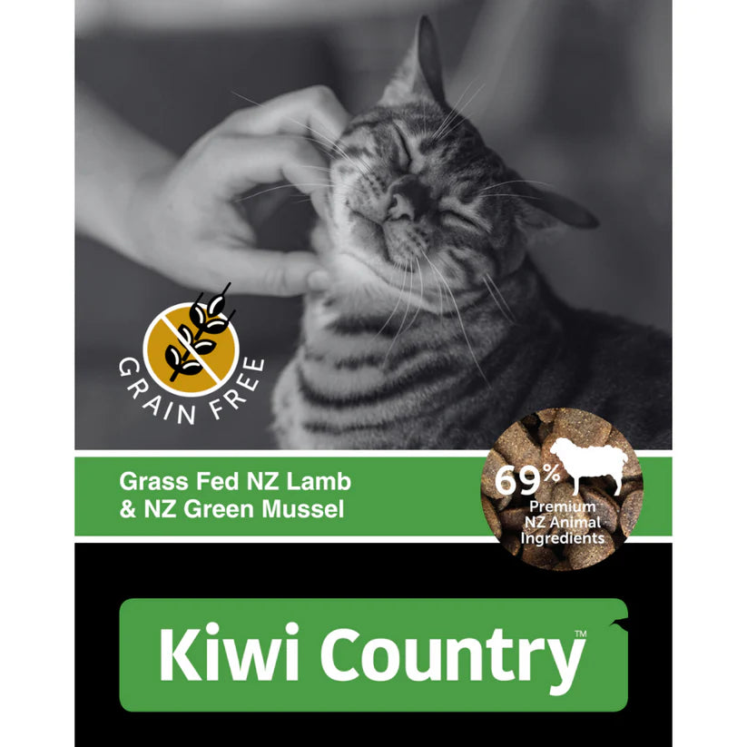 Kiwi Country grain free lamb cat food with grass fed NZ lamb and green mussel for healthy cats