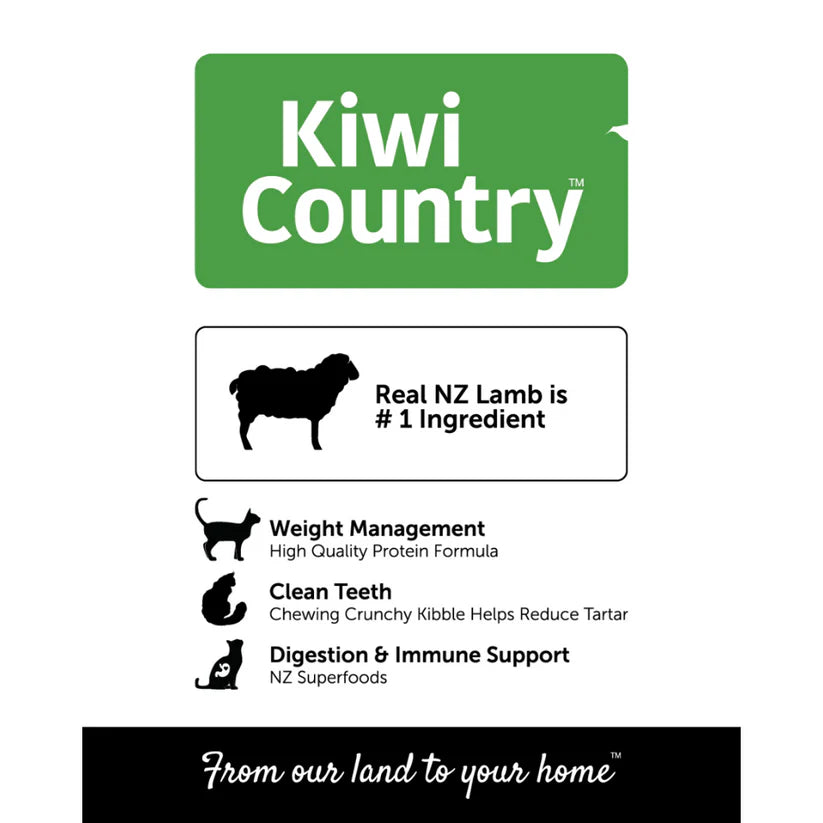 Kiwi Country grain free lamb cat food featuring real NZ lamb as the top ingredient for healthy nutrition