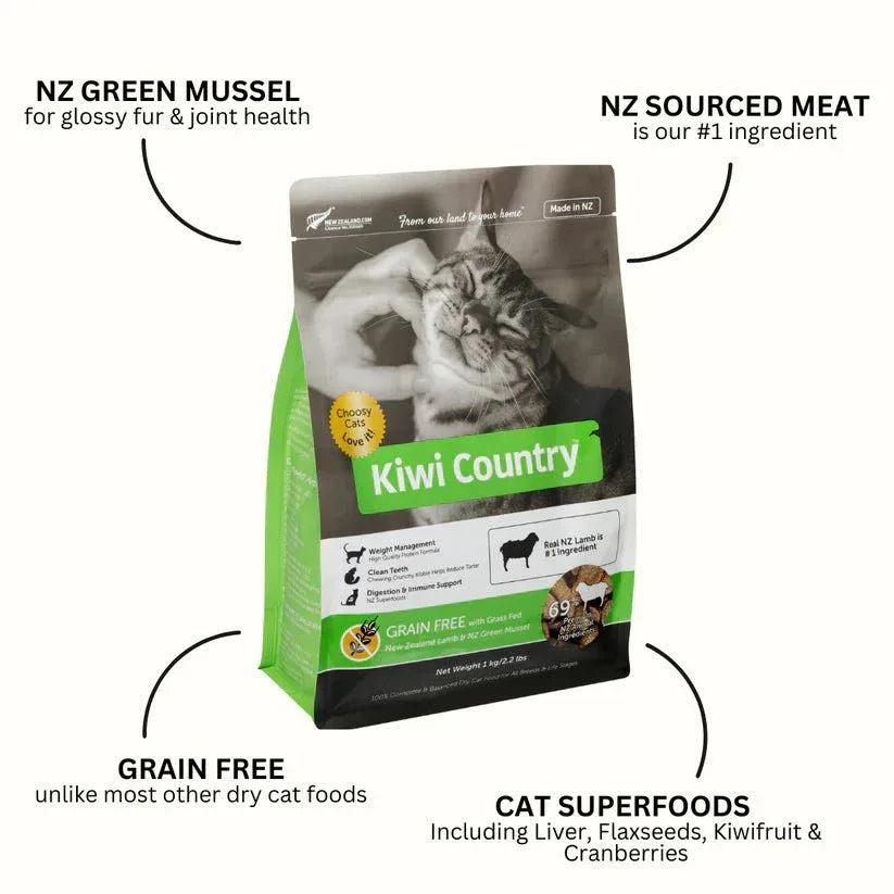 Kiwi Country Grain - Free Lamb & NZ Green Mussel Dry Cat Food 2.2 lb - Talis Us