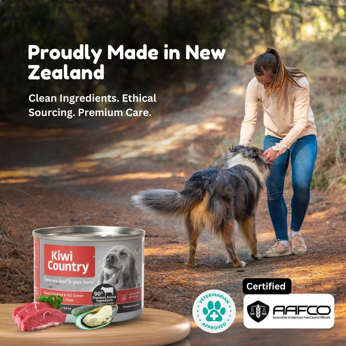 Kiwi Country grain free wet dog food for sensitive stomach in a can, ideal for dogs with dietary needs