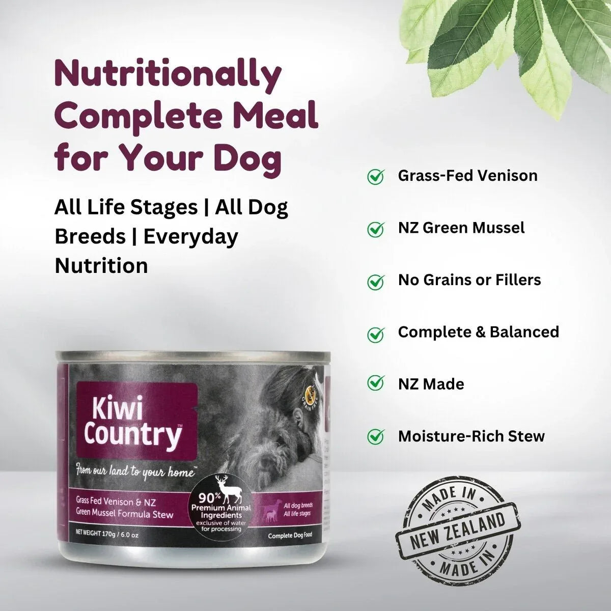 Kiwi Country Venison & NZ Green Mussel Wet Dog Food 24ea/6 oz - Talis Us