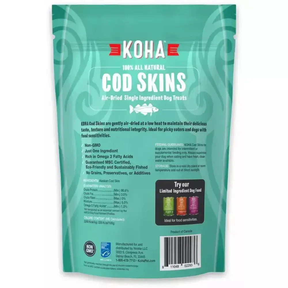 KOHA Air Dried Single Ingredient Cod Skins Dog Treats, 2.5oz - Talis Us