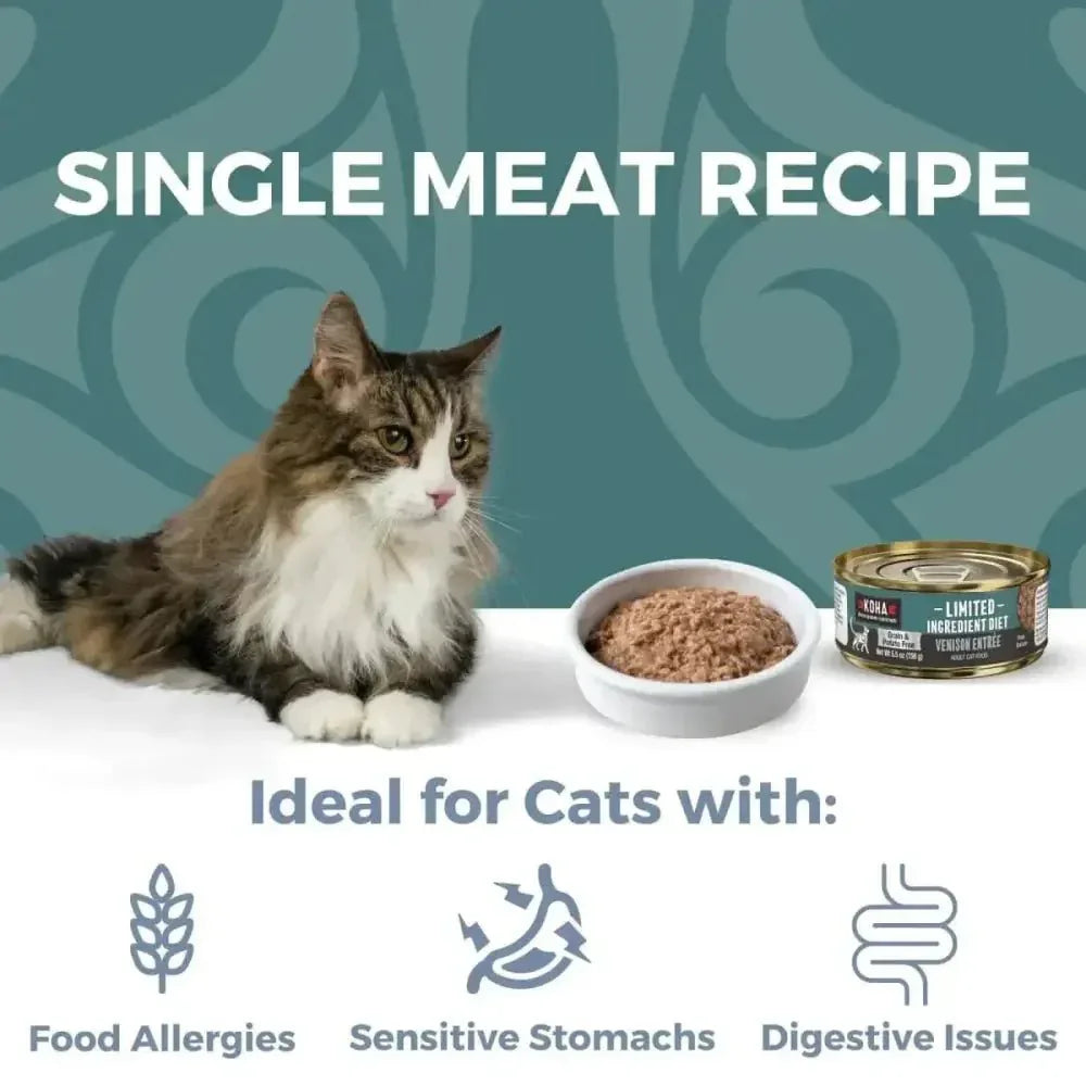 Koha Limited Ingredient Paté Grain Free Venison Wet Cat Food 5.5oz Case of 24 - Talis Us