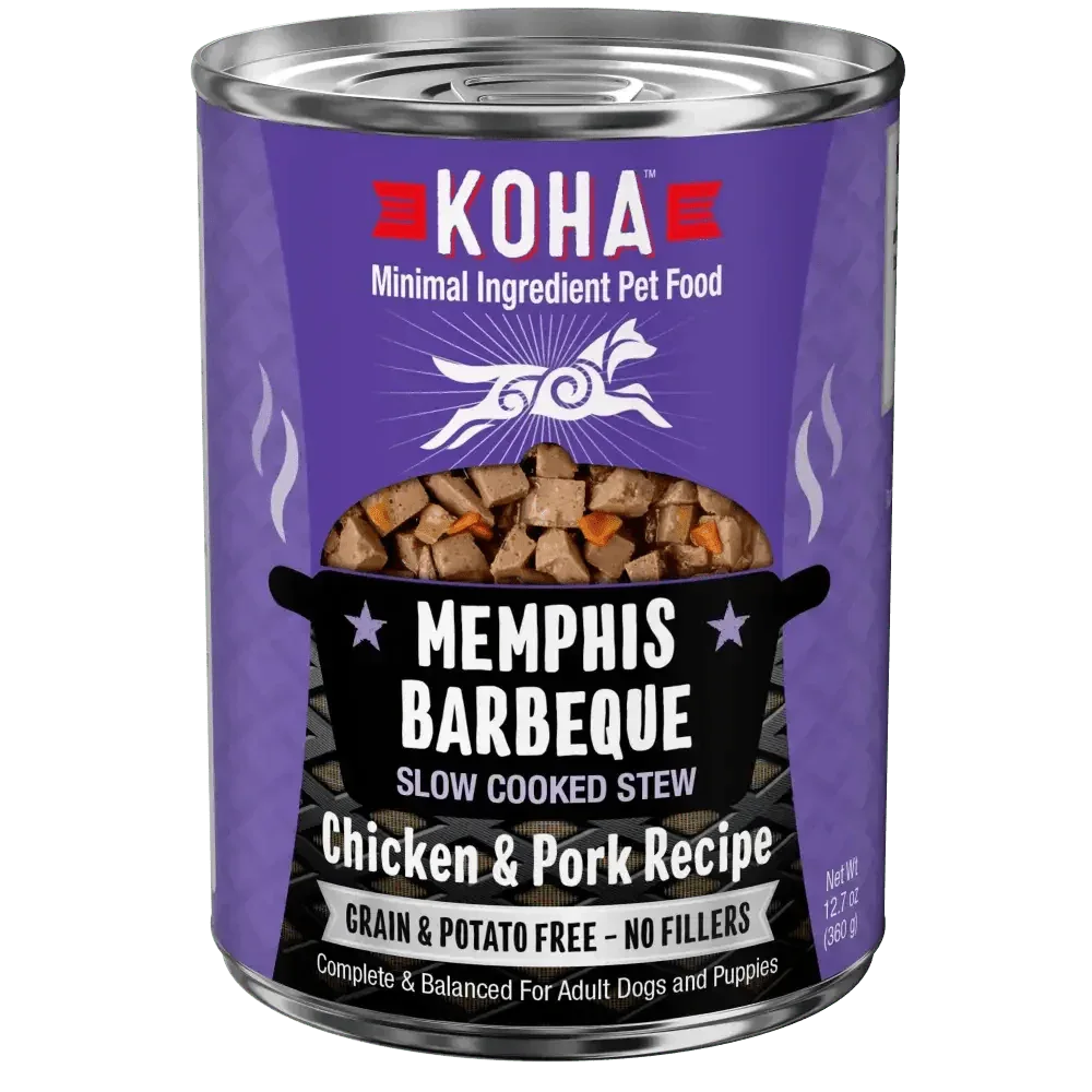 KOHA Memphis Barbeque Slow Cooked Stew Chicken & Pork Recipe for Dogs 12.7oz Case of 12 - Talis Us
