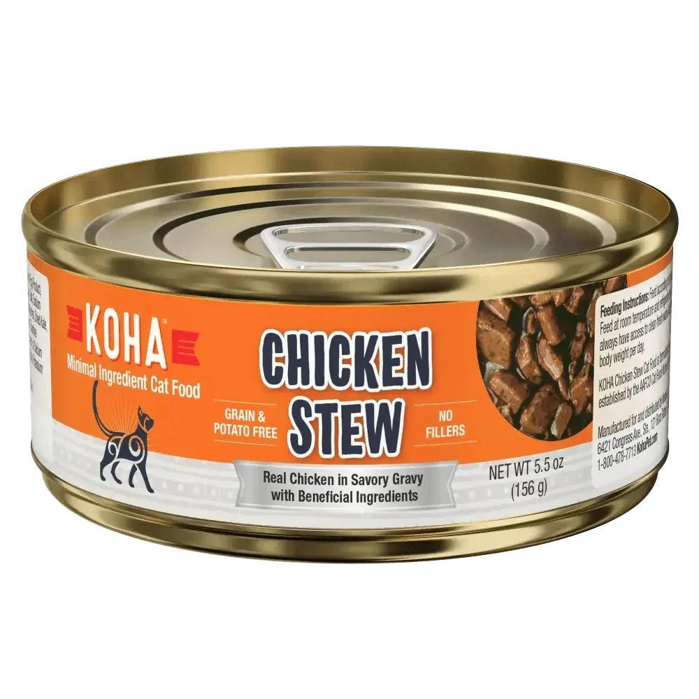 KOHA Minimal Ingredient Chicken Stew Wet Cat Food 5.5 oz Case of 24 - Talis Us