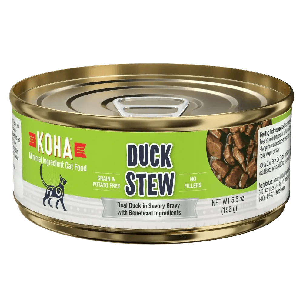 KOHA Minimal Ingredient Duck Stew for Cats Wet Cat Food 5.5 oz cans Case of 24 - Talis Us