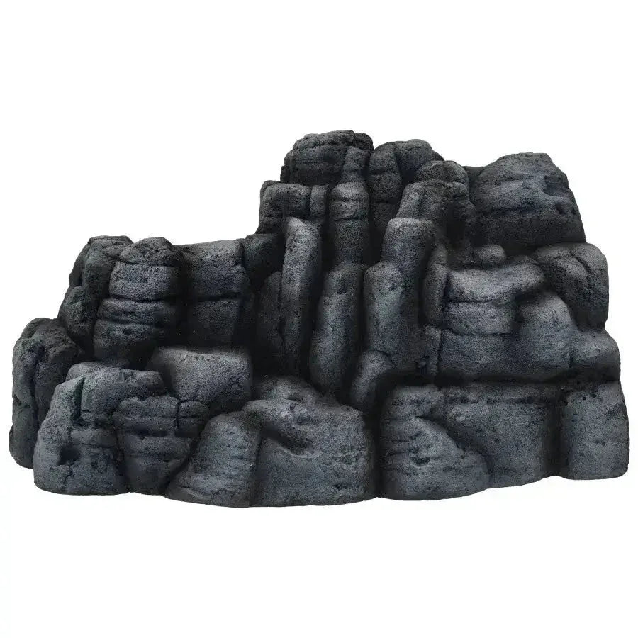Komodo Rock Burrow Reptile Hideaway, a 10-inch dark grey realistic rock formation for terrariums.