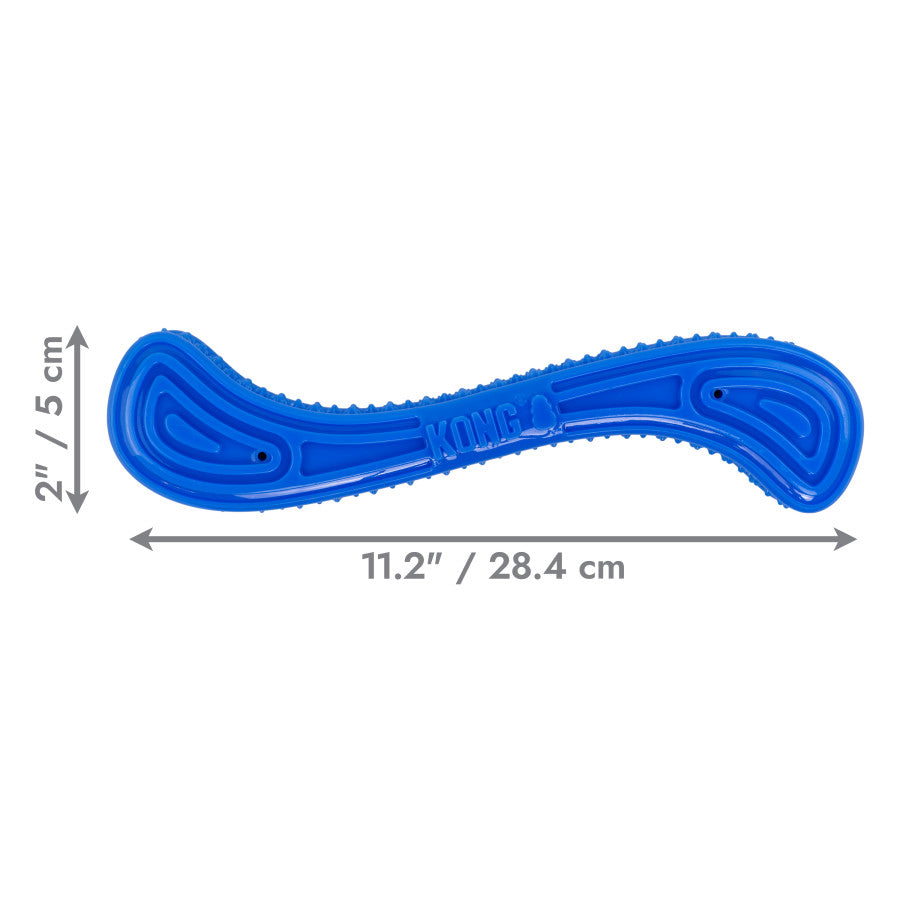 KONG Corestrength Stick Toy for Dogs in blue, 11.2 inches long, durable design with textured grip for fun play.