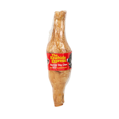 Lennox beef rawhide dog chew in a chewy bone shape with flavorful beef filling for dogs