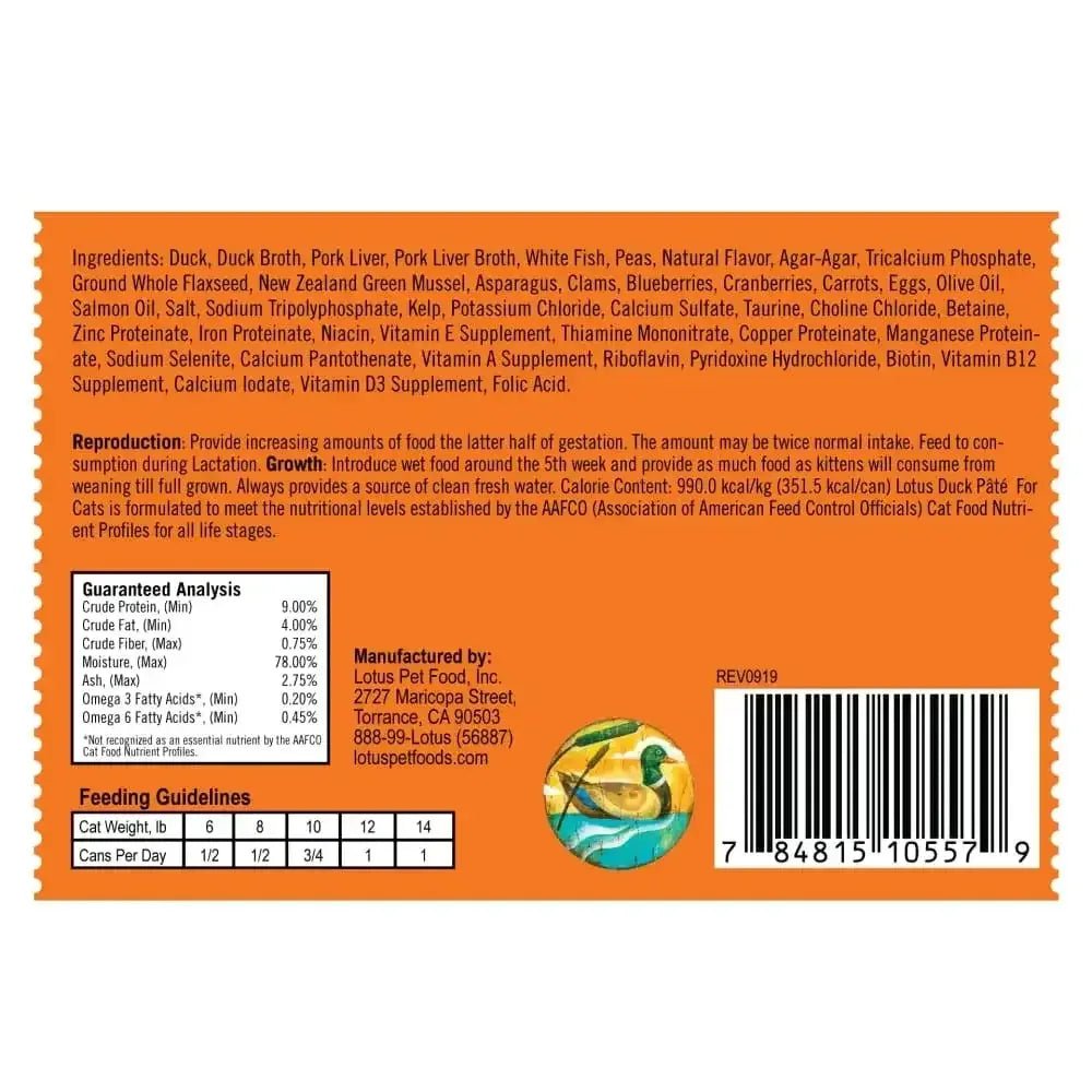 Lotus Duck Pate Grain - Free Canned Cat Food - Talis Us