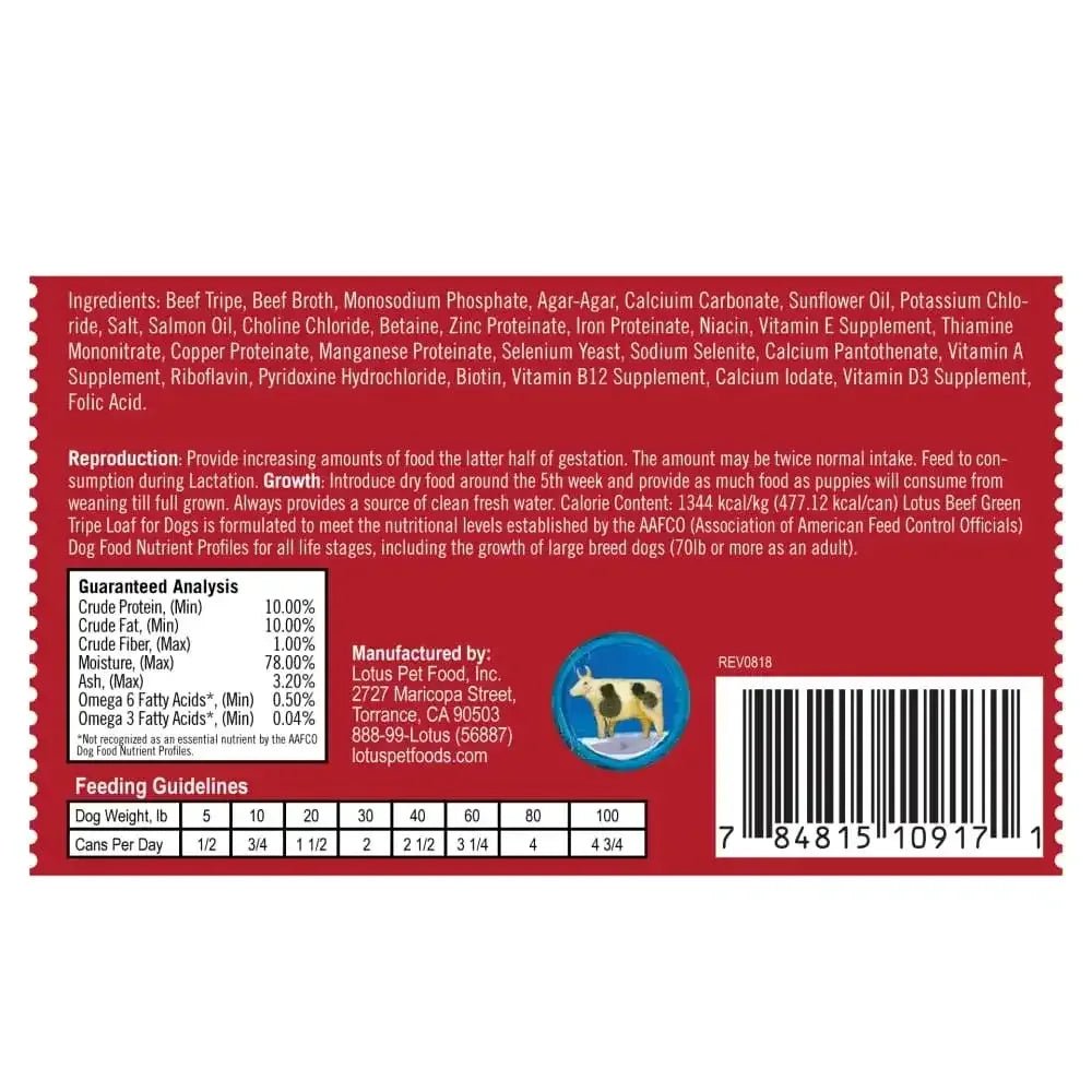 Lotus Loaf Beef Tripe Recipe Grain - Free Canned Dog Food - Talis Us