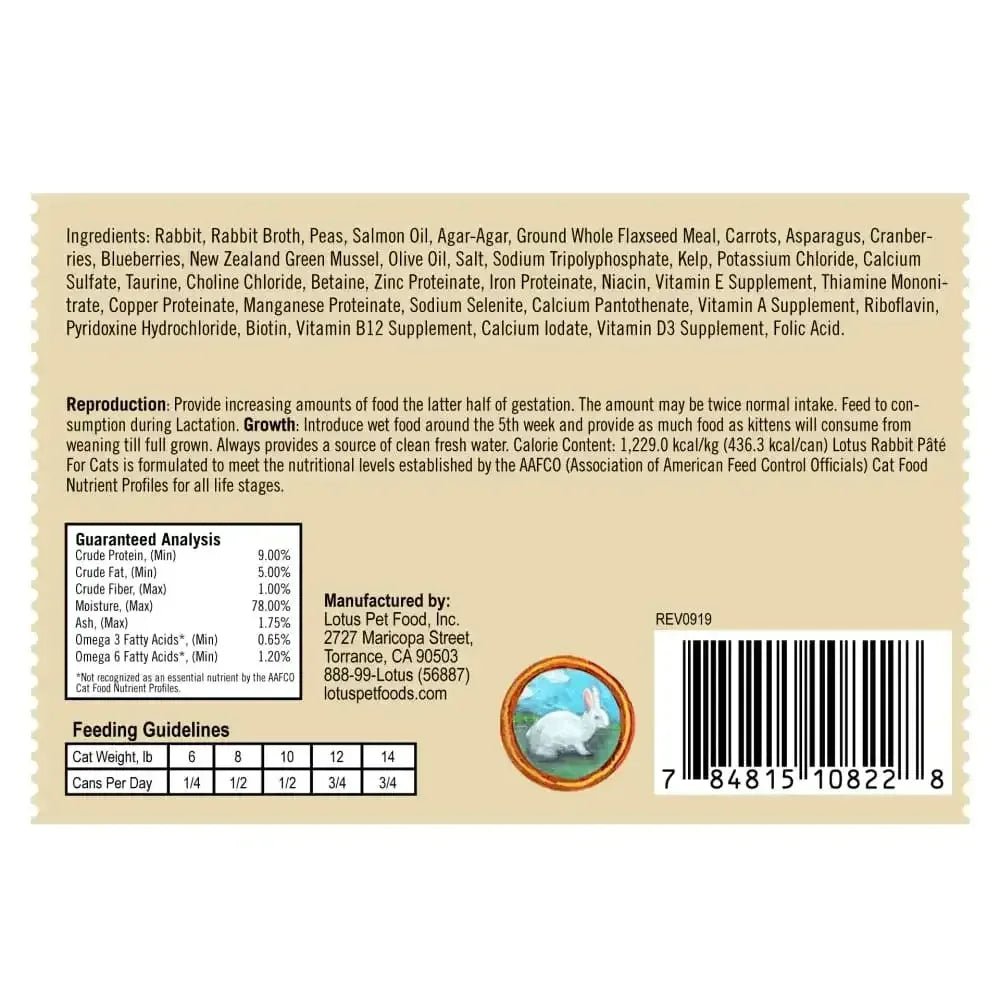 Lotus Rabbit Grain - Free Pate Canned Cat Food - Talis Us