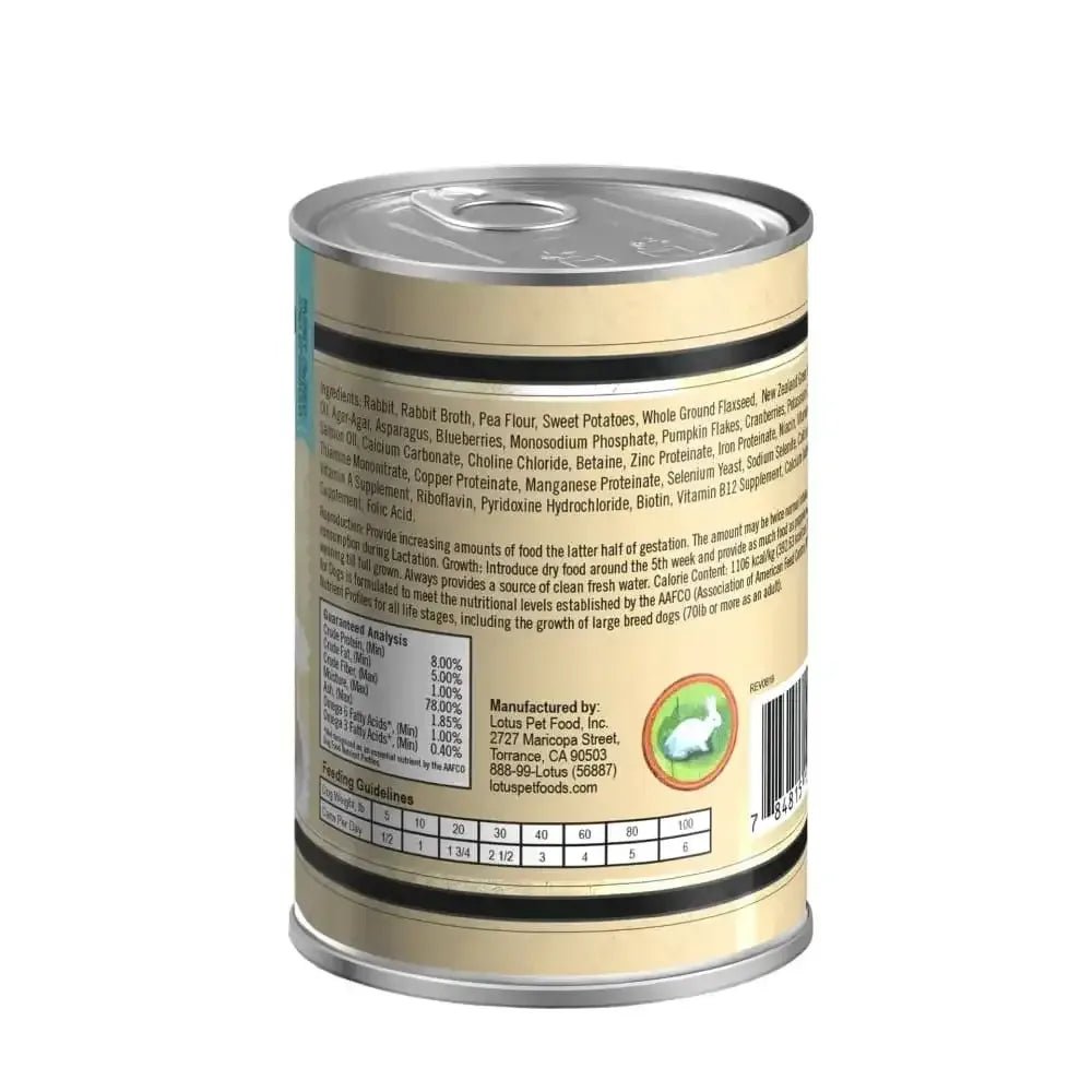 Lotus Rabbit Loaf Grain - Free Canned Dog Food,12/12.5oz - Talis Us