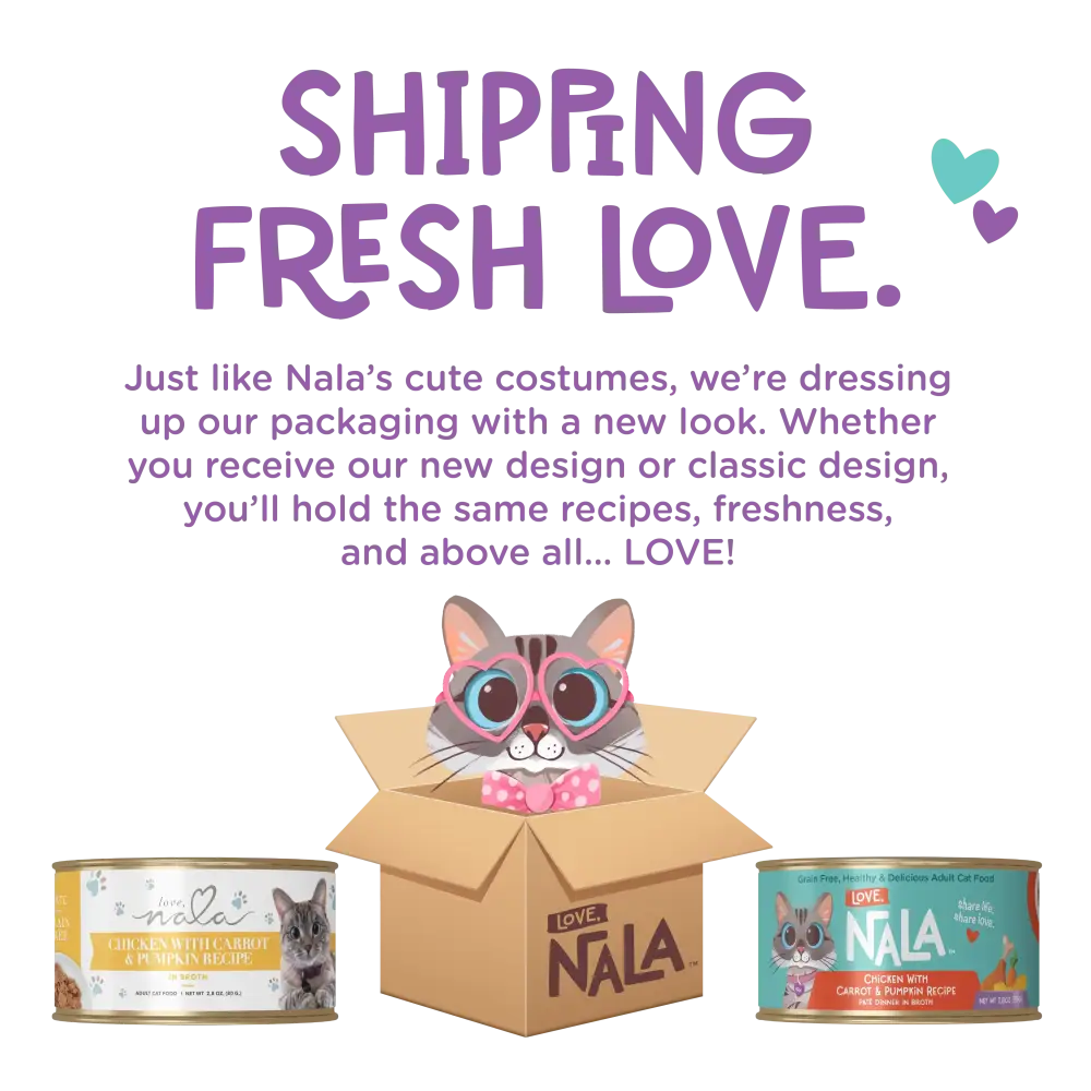 Love, Nala Chicken Flaked with Sweet Potato & Carrot Recipe in Broth Cat Food 2.8oz Case of 12 Love Nala