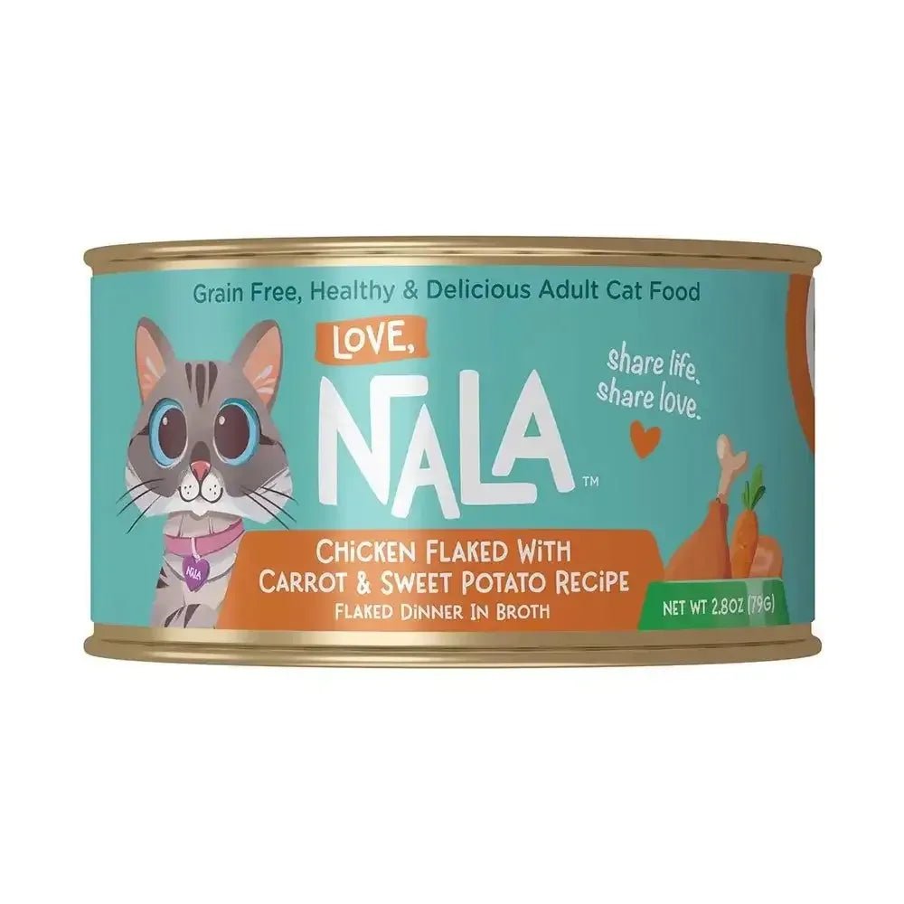 Love, Nala Chicken Flaked with Sweet Potato & Carrot Recipe in Broth Cat Food 2.8oz Case of 12 - Talis Us
