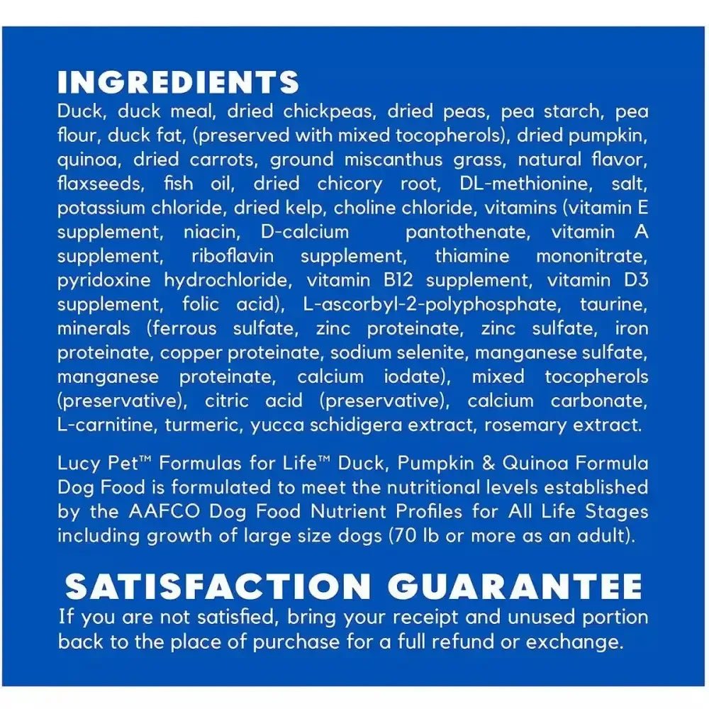 Lucy Pet Products Formula for Life L.I.D. Dry Dog Food Duck, Pumpkin & Quinoa - Talis Us
