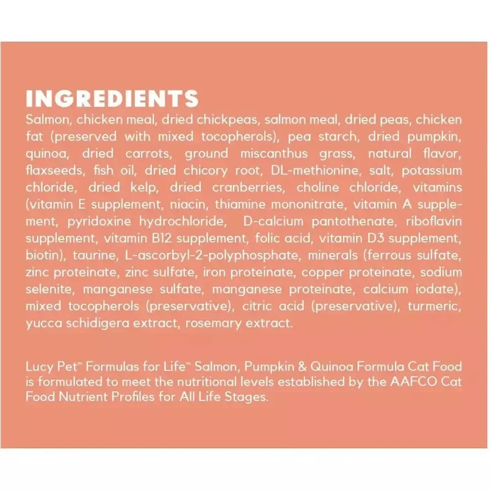 Lucy Pet Products Formulas for Life Dry Cat Food Salmon, Pumpkin & Quinoa - Talis Us