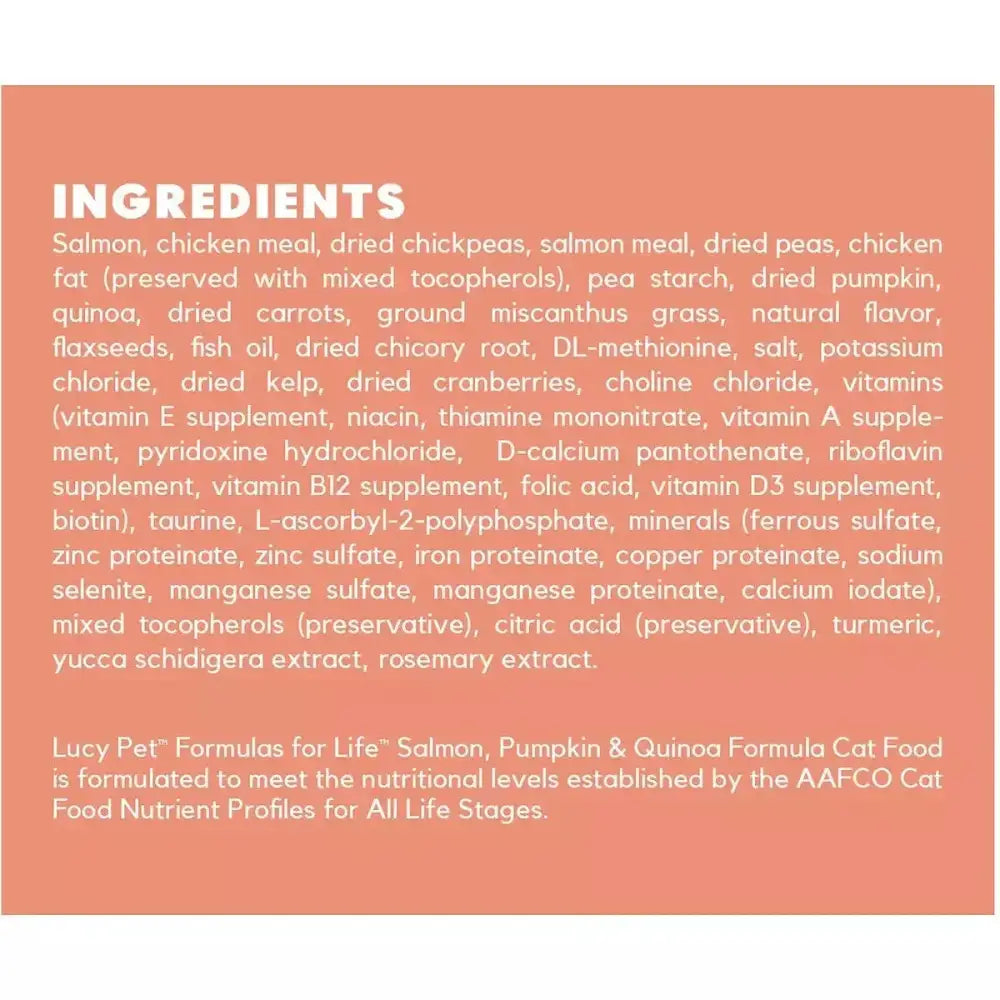 Lucy Pet Products Formulas for Life Dry Cat Food Salmon, Pumpkin & Quinoa Lucy Pet Products