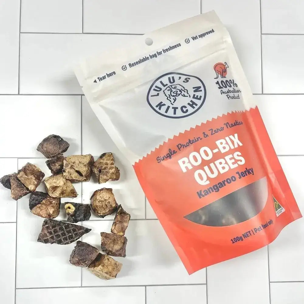 Lulu's Kitchen Roo - Bix Qubes Kangaroo Jerky Dog Treats - Talis Us