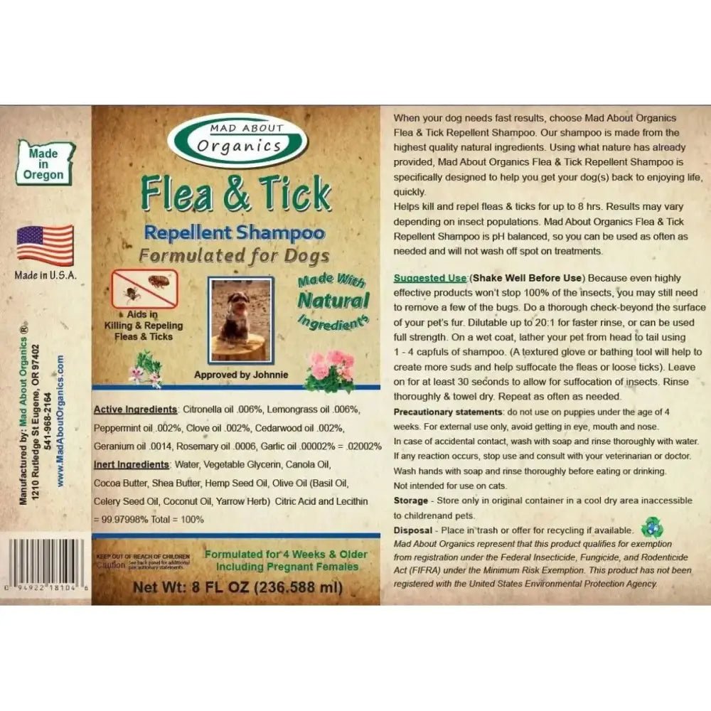 Mad About Organics Flea and Tick Repellent Shampoo for Dogs - Talis Us