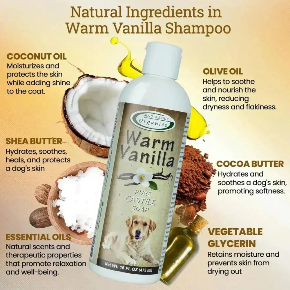 Mad About Organics Warm Vanilla Dog Shampoo 16oz - Talis Us