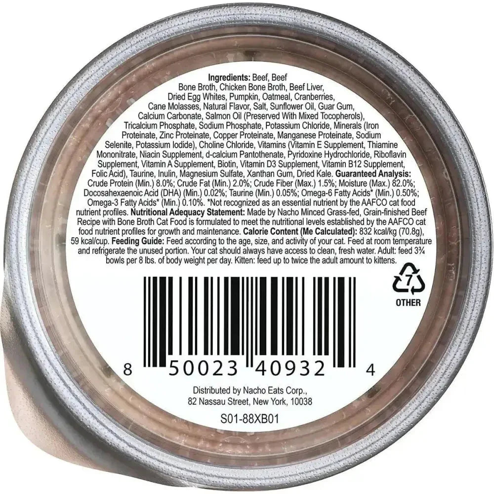 Made by Nacho Grass Fed, Grain - Finished Minced Beef Recipe With Bone Broth Wet Cat Food - Talis Us
