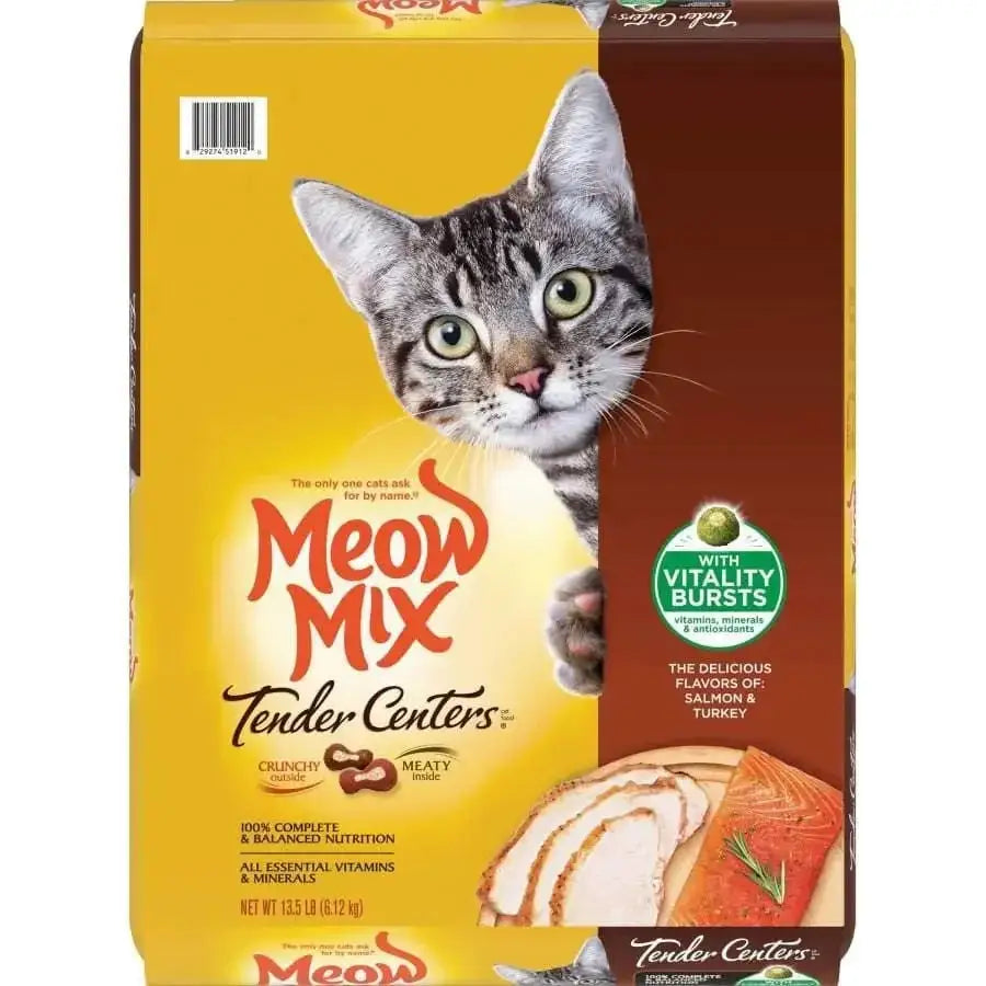 Meow-Mix Tender Centers w/Vitality Bursts Dry Cat Food Salmon & Turkey 13.5 lb Meow-Mix