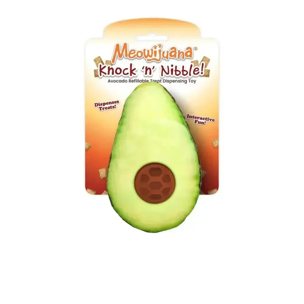 Meowijuana Avocado Knock 'n' Nibble Refillable Treat Dispenser Cat Toy - Talis Us