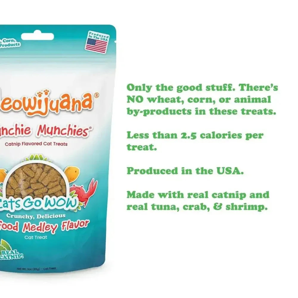 Meowijuana Crunchie Munchie Seafood Medley Cat Treat 3oz - Talis Us