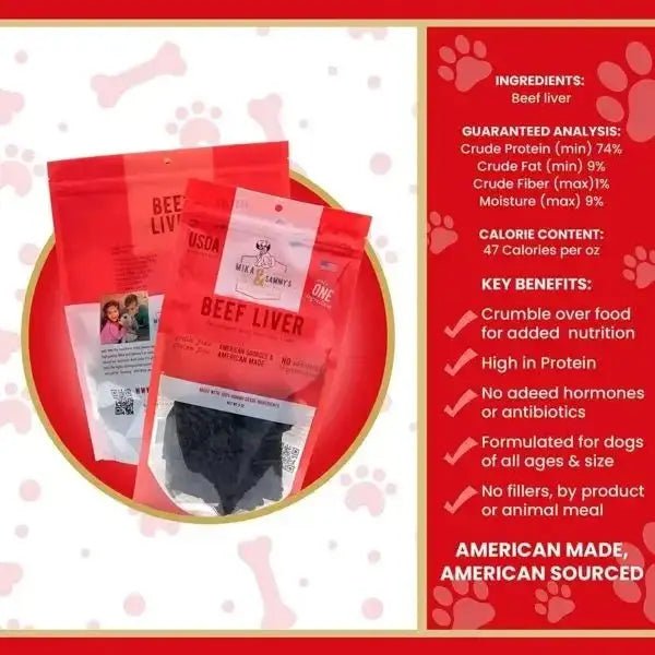 Mika & Sammy’s Beef Liver Dehydrated Dog Treats 5oz - Talis Us