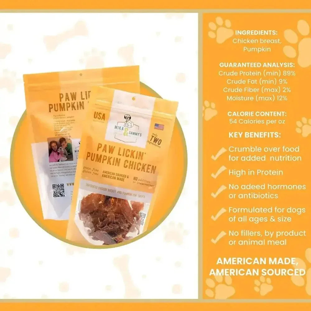 Mika & Sammy’s Paw Lickin’ Pumpkin Chicken Dehydrated Dog Treats 5oz - Talis Us