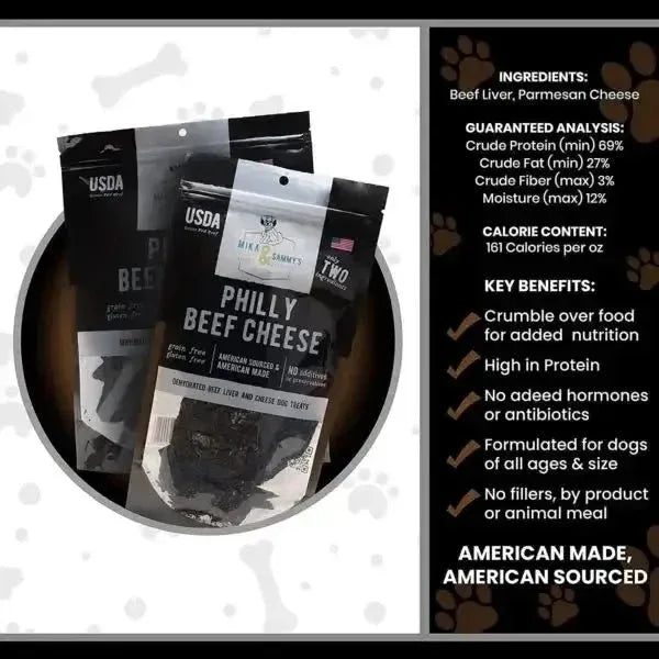 Mika & Sammy’s Philly Beef Cheese Dehydrated Dog Treats 5oz - Talis Us
