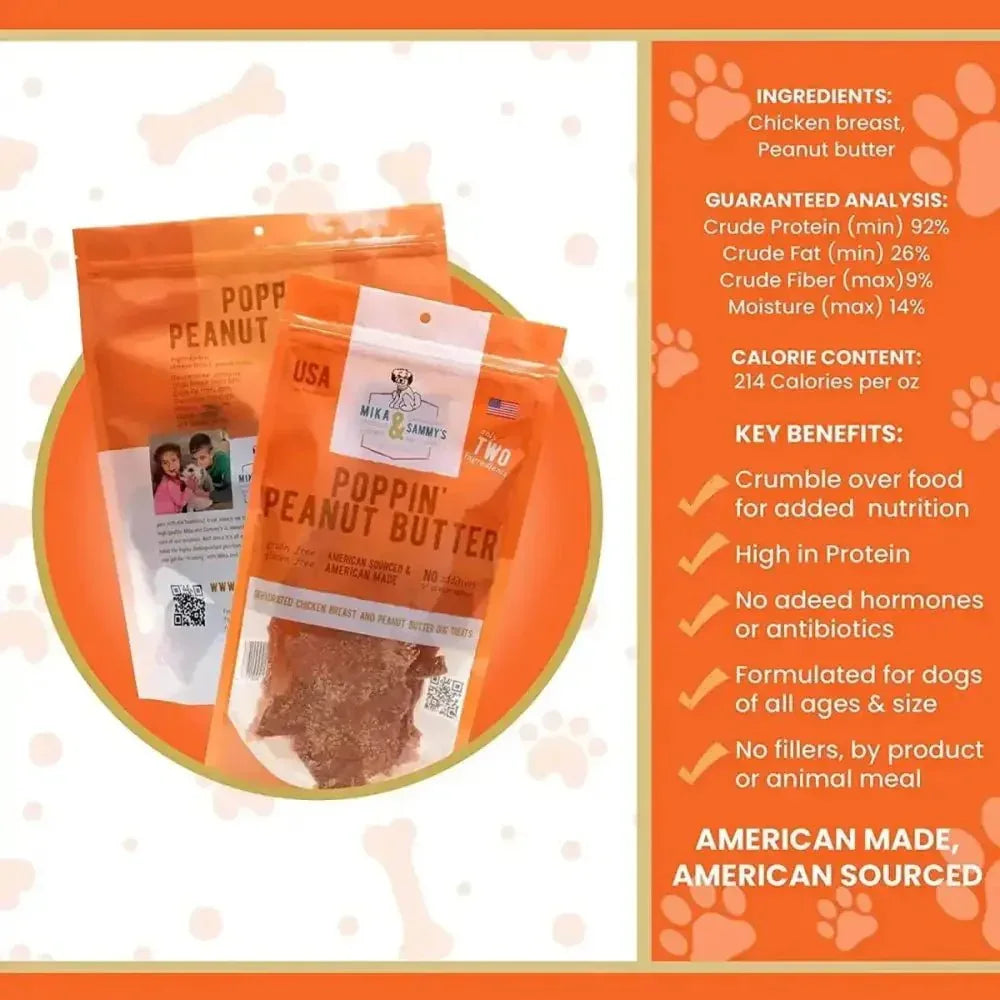 Mika & Sammy’s Poppin’ Peanut Butter Dehydrated Dog Treats 5oz - Talis Us