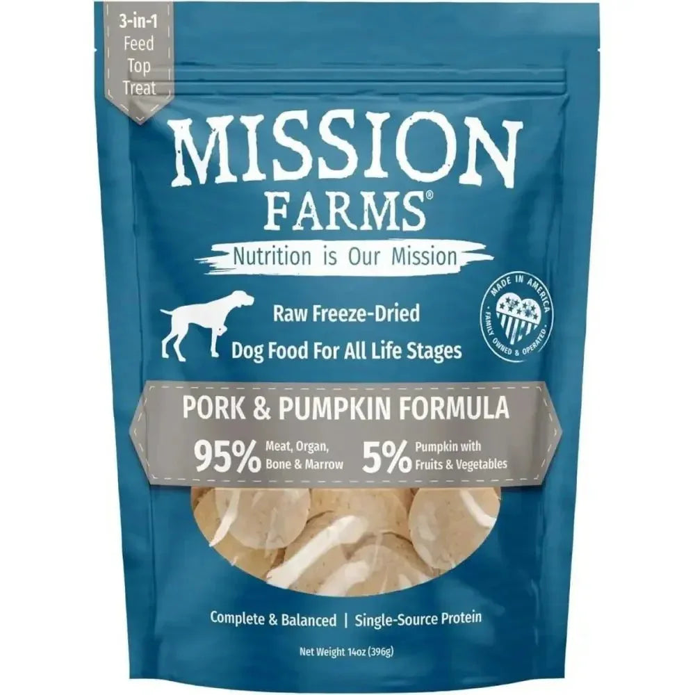 Mission Farms Cage - Free Pork & Pumpkin Adult Freeze - Dried Dog Food 14oz - Talis Us