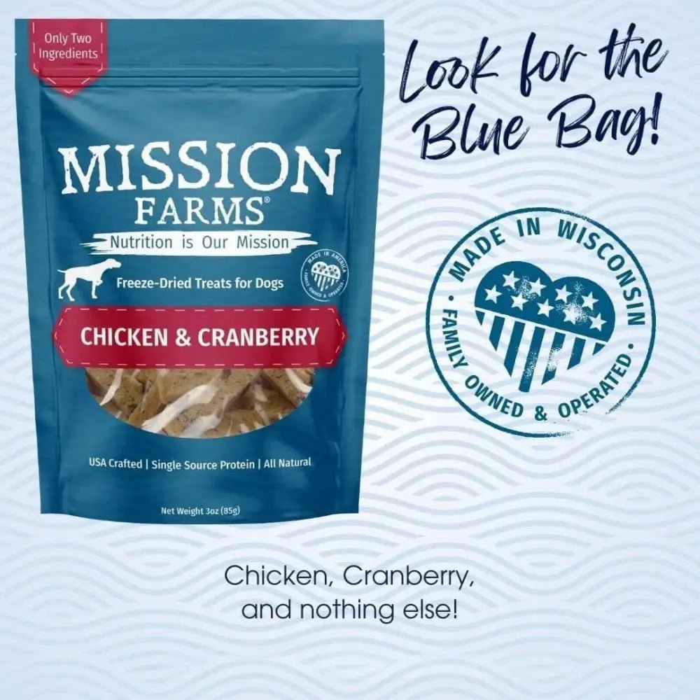 Mission Farms Chicken & Cranberry Freeze - Dried Dog Treats 3oz - Talis Us