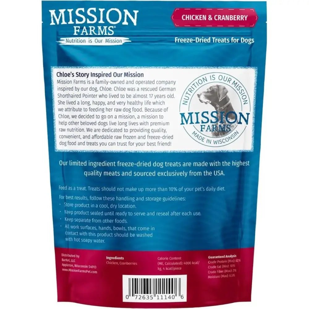 Mission Farms Chicken & Cranberry Freeze - Dried Dog Treats 3oz - Talis Us
