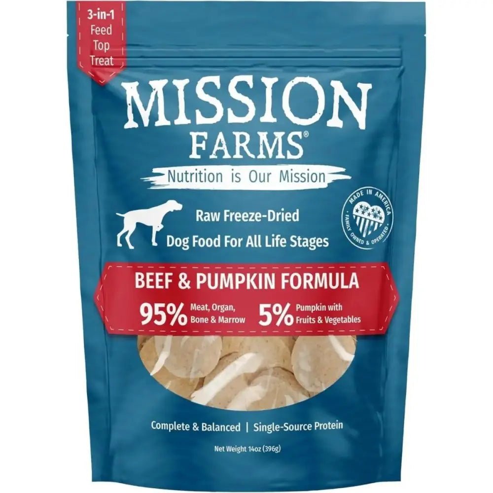 Mission Farms Grass - Fed Beef & Pumpkin Freeze - Dried Dog Food 14oz - Talis Us