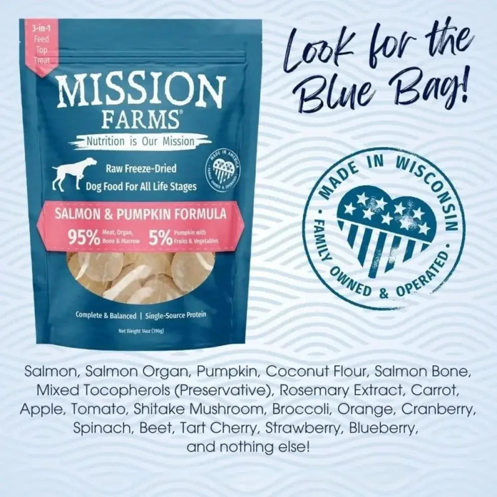 Mission Farms Wild - Caught Salmon & Pumpkin Freeze - Dried Dog Food 14oz - Talis Us
