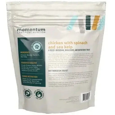 Momentum Carnivore Nutrition Freeze Dried Raw Chicken Spinach Sea Kelp Treats 3oz - Talis Us