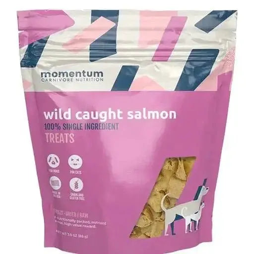 Momentum Carnivore Nutrition Freeze Dried Raw Wild Salmon Nuggets Treats 3oz - Talis Us