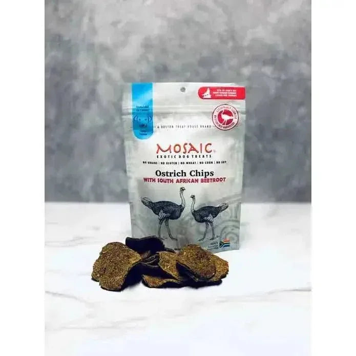 Mosaic South African Ostrich Chips Infused with Beetroot Dog Treats - Talis Us