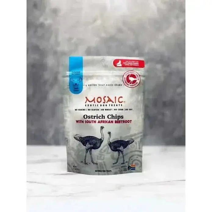 Mosaic South African Ostrich Chips Infused with Beetroot Dog Treats - Talis Us