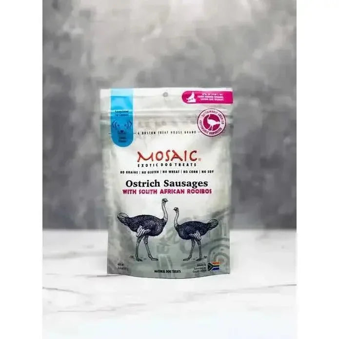 Mosaic South African Ostrich Sausages Infused with Rooibos Dog Treats - Talis Us