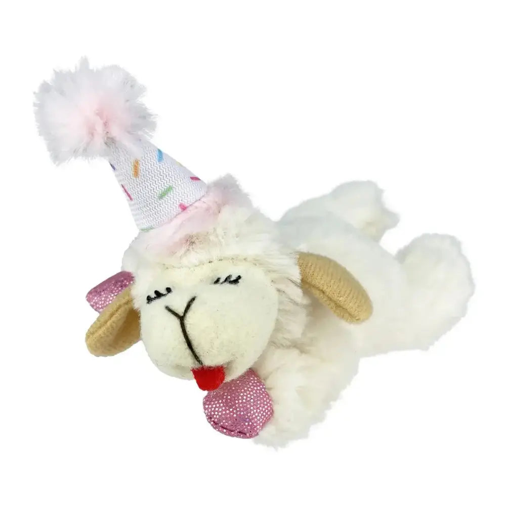 Multipet Lamb Chop w/ Birthday Hat Cat Toy 4" - Talis Us